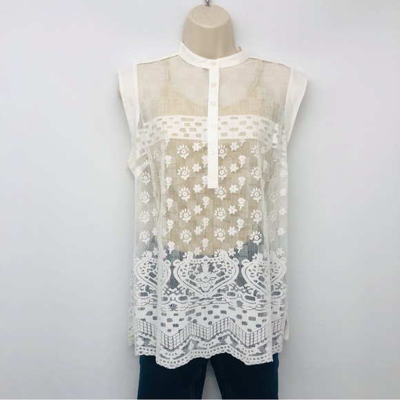 Cabi Prudence Ivory Lace Sleeveless Top - Picture 16 of 16